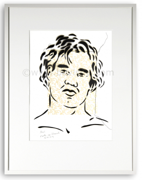 "Axel, 12.08.2019" | Zeichnung | 2019 | Martin von Ostrowski Sprühlack auf Papier | 42 x 29,7 cm gerahmt mit Passepartout und Holzrahmen
