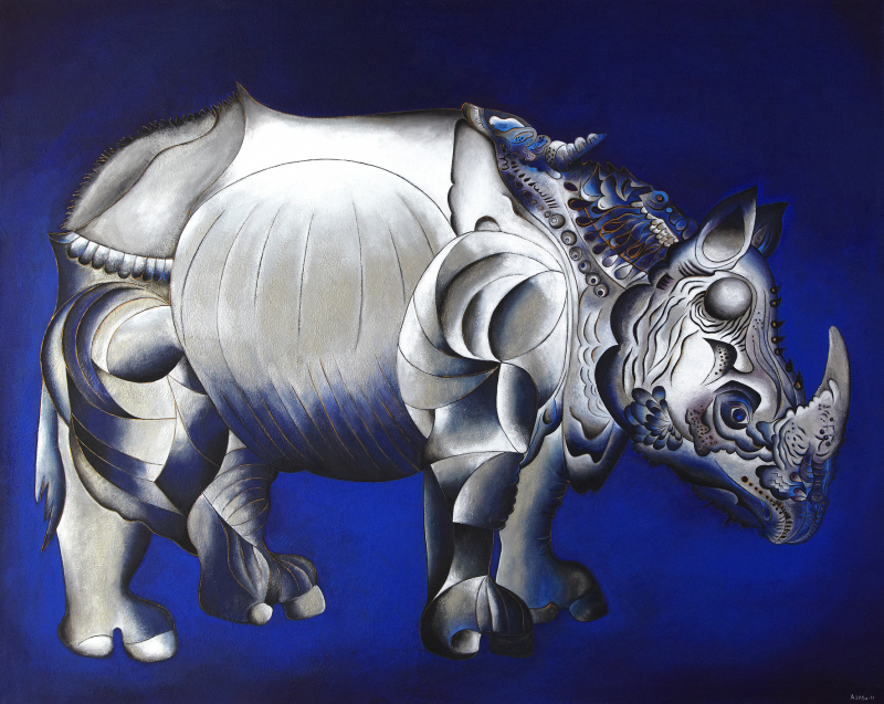 Rhinozeros | FineArtPrint | 28x35 cm | 2018 | Badia Azabo gerahmt mit Passepartout und weissem oder schwarzem Holzrahmen. 40x50 cm