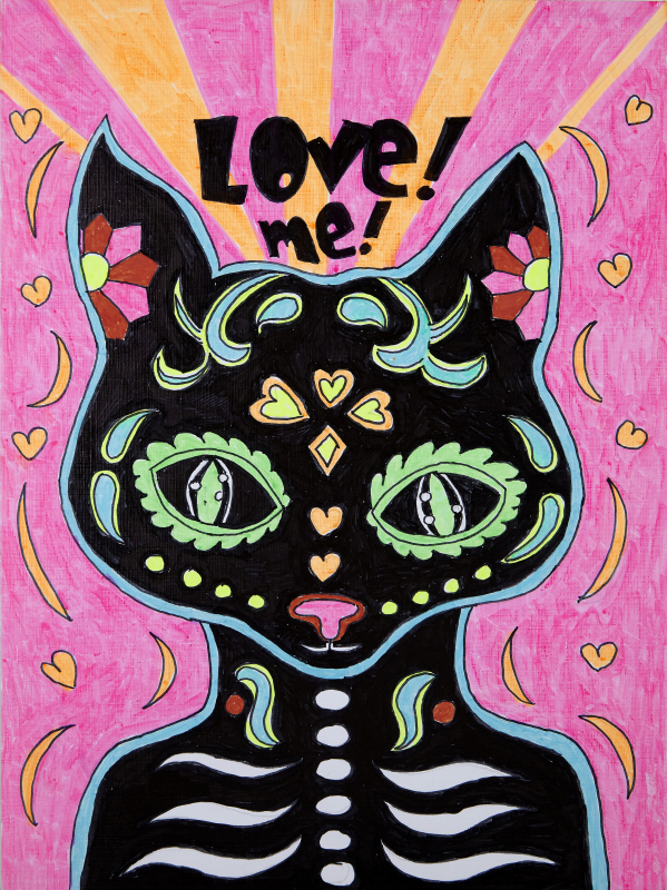 "Love me"  2019 | 32x24 cm | Pola Polanski 32x24 cm, im Holzrahmen mit Passepartout 40x50 cm Neonfilzstift auf 300g Papier rückseitig signiert