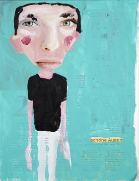 Nr.4083 | 2018 | André Wendland | Original ca. 21 x 29 | gerahmt 40x50  mit weissem oder schwarzem Holzrahmen und weissem Passepartout Acryl | Mischtechnik  auf Zeitschriftenpapier
