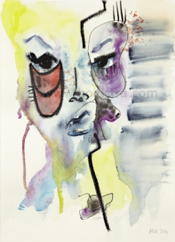 „Die Schöne", 2014 | Amelie Kim Weinert 29x20 cm | Aquarell, Wachs,  Tusche auf Papier mit Passepartout und Holzrahmen 40x30 cm