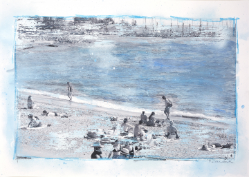 ONE DAY | HELSINKI No17 | Ralf Wehrle und Uwe Frank Mixed Media - Fine - Art - Print mit Kreide ca. 40 x 60 cm | gerahmt 60 x 80  Unikat | signiert