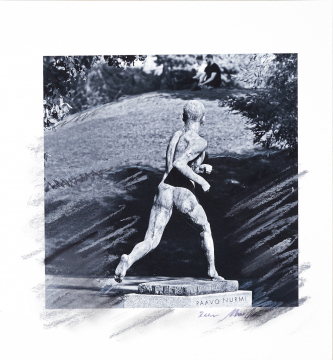 ONE DAY | HELSINKI No25 | Ralf Wehrle und Uwe Frank Mixed Media - Fine - Art - Print mit Kreide ca. 16,5x16,5 cm | gerahmt 30x30 cm mit Passepartout und Holzrahmen  Original | Unikat | signiert