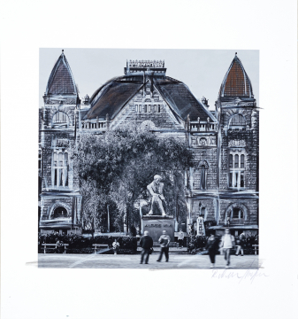 ONE DAY | HELSINKI No28 | Ralf Wehrle und Uwe Frank Mixed Media - Fine - Art - Print mit Kreide ca. 16,5x16,5 cm | gerahmt 30x30 cm mit Passepartout und Holzrahmen  Original | Unikat | signiert