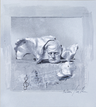 ONE DAY | HELSINKI No30 | Ralf Wehrle und Uwe Frank Mixed Media - Fine - Art - Print mit Kreide ca. 16,5x16,5 cm | gerahmt 30x30 cm mit Passepartout und Holzrahmen  Original | Unikat | signiert
