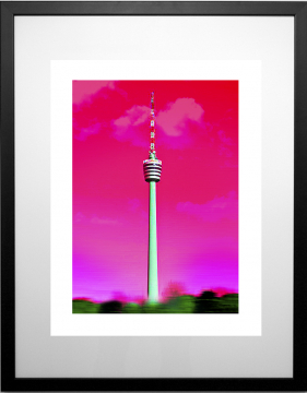 Stuttgart Fernsehturm - Pink | 15x20  | Ralf Wehrle und Uwe Frank Stuttgart Fernsehturm - Pink | 15x20  | Ralf Wehrle und Uwe Frank gerahmt 24x30 cm | Fine-Art-Print | Foto-Grafik | mit Passepartout und Holzrahmen weiss oder schwarz. 2026, Auflage 50, sig