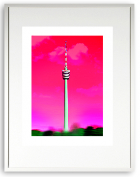 Preview: Stuttgart Fernsehturm - Pink | 15x20  | Ralf Wehrle und Uwe Frank Stuttgart Fernsehturm - Pink | 15x20  | Ralf Wehrle und Uwe Frank gerahmt 24x30 cm | Fine-Art-Print | Foto-Grafik | mit Passepartout und Holzrahmen weiss oder schwarz. 2026, Auflage 50, sig