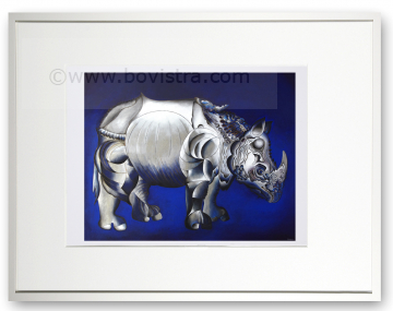 Rhinozeros  | FineArtPrint | 28x35 cm  | 2018 | Badia Azabo gerahmt mit Passepartout und weissem  oder schwarzem Holzrahmen. 40x50 cm