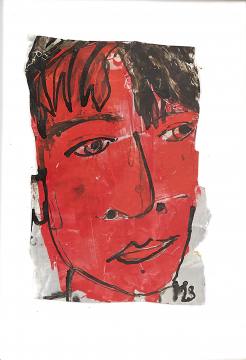 Face red | Serie yesterday I was a beercan | 20x15 | Rolant de Beer Mixed Media - Aquarell, Tusche auf Bierdosen-Alu-Weissblech ca.20x15 cm  | 40x50cim Holzrahmen gerahmt mit Passepartout