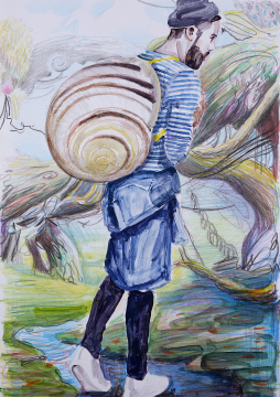 Nr.430_A4 | 2024 | Frank Lorenz | Original ca. 20x29 | gerahmt 50x40cm mit weissem oder schwarzem Holzrahmen und weissem Passepartout Acryl | Mischtechnik auf Papier