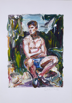 Nr.443_A4 | 2024 | Frank Lorenz | Original ca. 20x29 | gerahmt 50x40cm mit weissem oder schwarzem Holzrahmen und weissem Passepartout Acryl | Mischtechnik auf Papier
