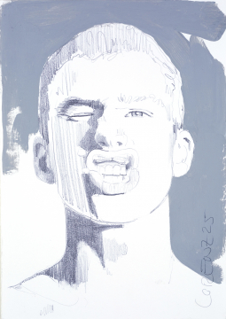 Nr.490_A5 | 2025 | Frank Lorenz | Original ca.15x20 | gerahmt 24x30cm  mit weissem oder schwarzem Holzrahmen und weissem Passepartout Acryl | Mischtechnik  auf Papier