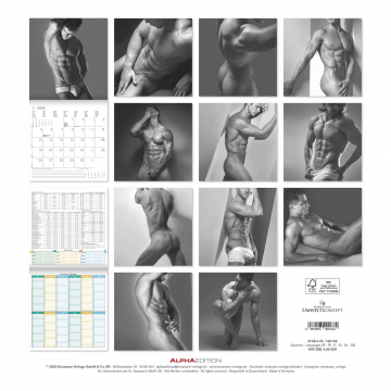 Masculine 2026 | Ralf Wehrle und Uwe Frank | 30 x 30 cm | aufgeklappt 30 x 60 cm Fotografen: Ralf Wehrle und Uwe Frank Black & White Fotodesign Alpha Edition