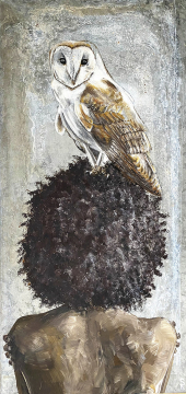 "Beauty with owl" 100x50cm | Ralph Schulz Acryl auf Metall