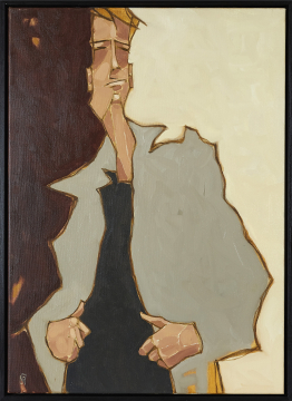 Say When | Nathan Richardson | Öl auf Leinwand 70x50cm mit schwarzem Schattenfugenrahmen aus Holz