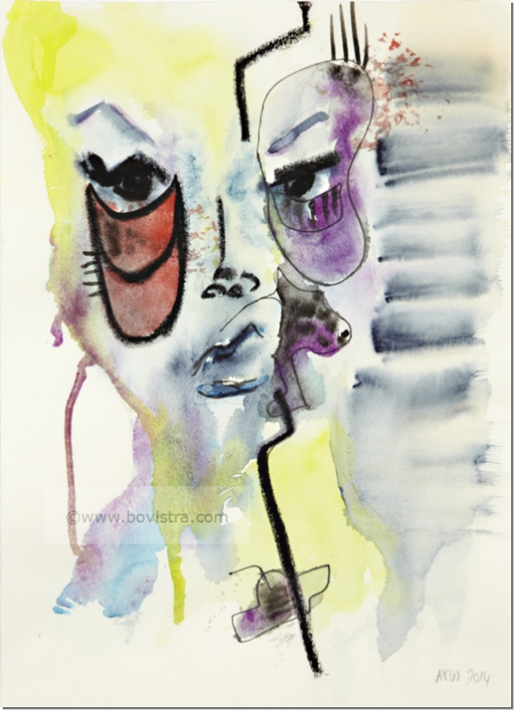 „Die Schöne", 2014 | Amelie Kim Weinert 29x20 cm | Aquarell, Wachs,  Tusche auf Papier mit Passepartout und Holzrahmen 40x30 cm
