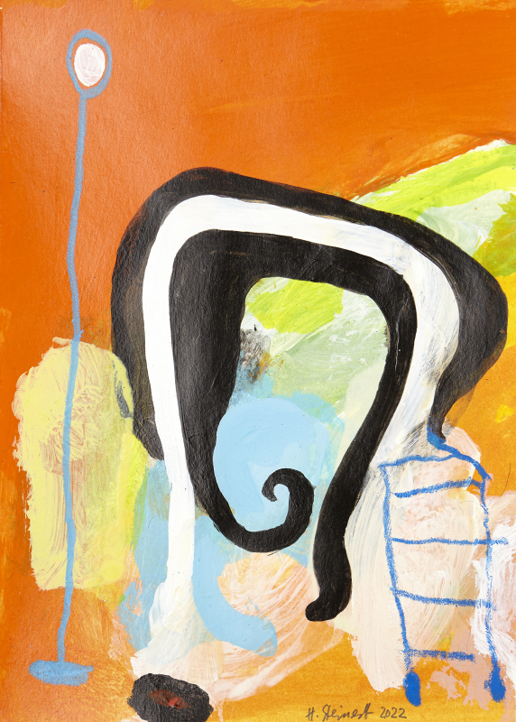 Zeichnung 4 | 2022 | Hannes Steinert | Mischtechnik 15 x 21 cm | gerahmt 30 x 40 cm Mischtechnik auf Papier gerahmt mit Passepartout und Holzrahmen