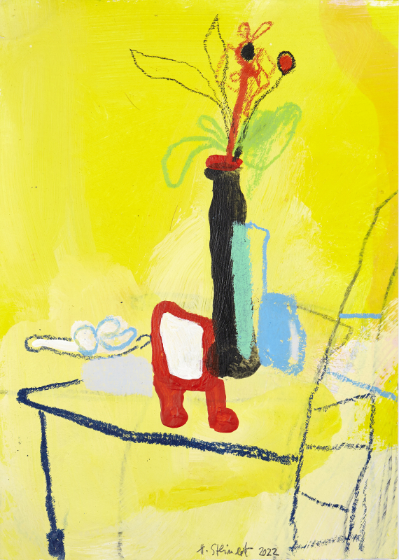 Zeichnung 5 | 2022 | Hannes Steinert | Mischtechnik 15 x 21 cm | gerahmt 30 x 40 cm Mischtechnik auf Papier gerahmt mit Passepartout und Holzrahmen