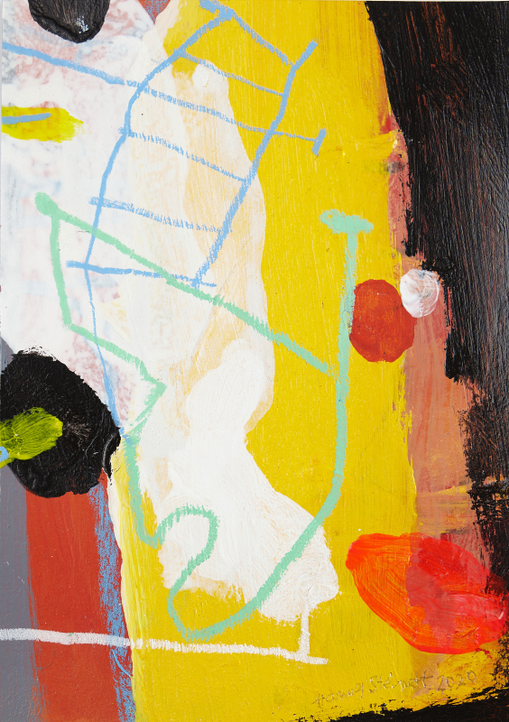 Zeichnung 6 | 2020 | Hannes Steinert | Mischtechnik 15 x 21 cm | gerahmt 30 x 40 cm Mischtechnik auf Papier gerahmt mit Passepartout und Holzrahmen
