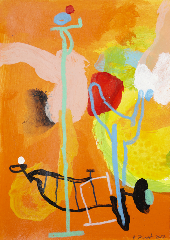 Zeichnung 7 | 2022 | Hannes Steinert | Mischtechnik 15 x 21 cm | gerahmt 30 x 40 cm Mischtechnik auf Papier gerahmt mit Passepartout und Holzrahmen