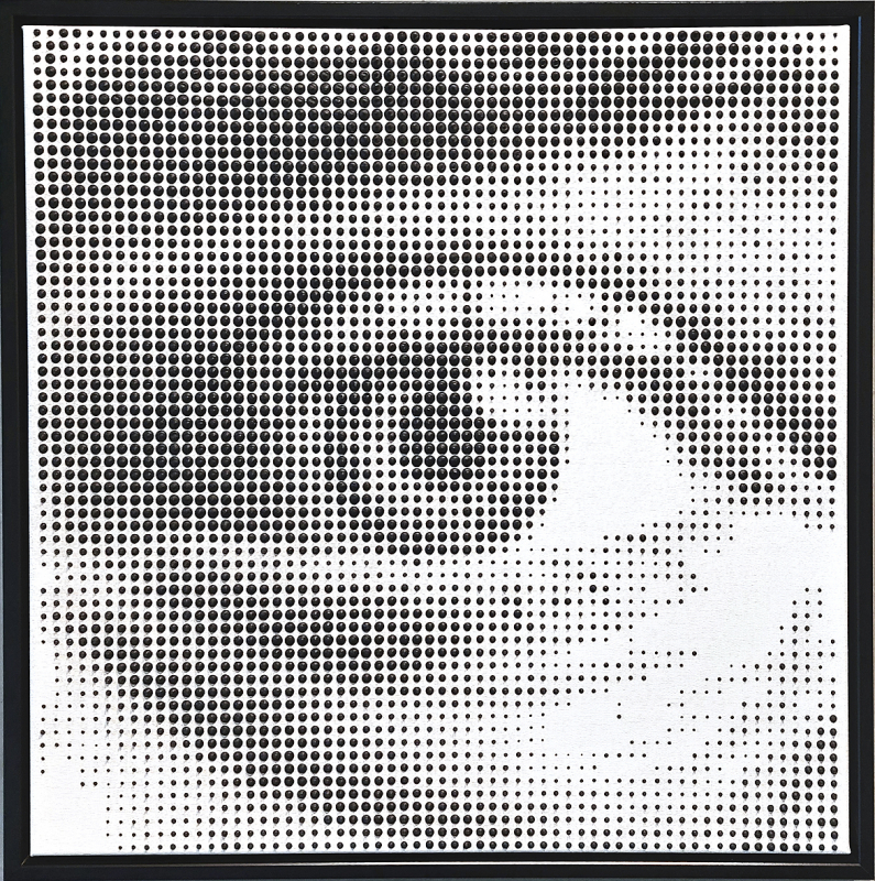 "Ohne Titel" Auge| 2025 | Jarrad Arthur Mischtechnik auf Leinwand 60x60cm gerahmt, schwarz
