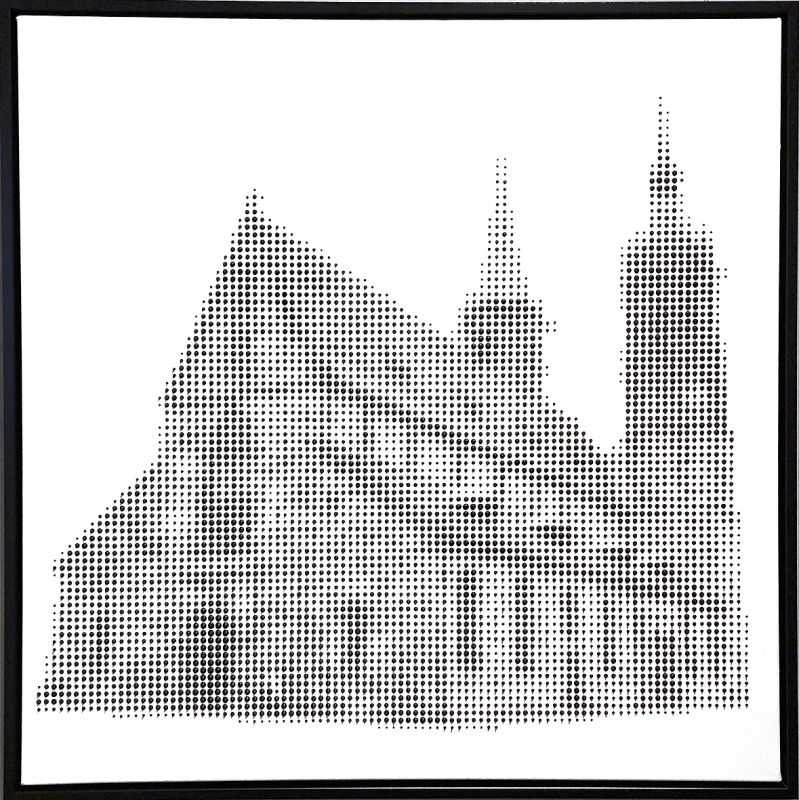 "Villingen | Münster" | 2025 | Jarrad Arthur Mischtechnik auf Leinwand 80x80cm gerahmt, schwarz