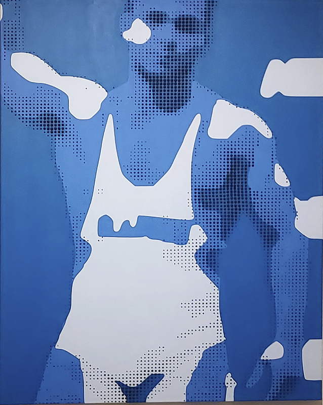"Ohne Titel" - Ringer Blau | 2024| Jarrad Arthur Mischtechnik auf Leinwand  100x80cm