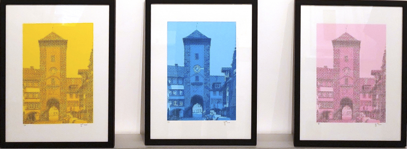 "Villingen - Riettor" Siebruck | 2025 | Jarrad Arthur 40x30cm gerahmt 3 Farben (yellow, blue, pink), Auflage je 5