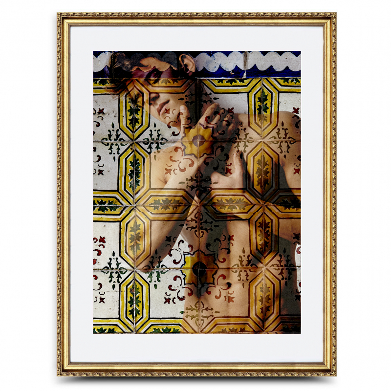 Männer mit Fassade Nr.10 | 2022 | Ralf Wehrle und Uwe Frank Fotografik | ca. DinA 3 | gerahmt DinA2  mit goldfarbenen Holzrahmen und weissem Passepartout limitiert Auflage 12, signiert