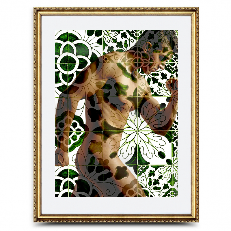 Männer mit Fassade Nr.11 | 2022 | Ralf Wehrle und Uwe Frank Fotografik | ca. DinA 3 | gerahmt DinA2  mit goldfarbenen Holzrahmen und weissem Passepartout limitiert Auflage 12, signiert