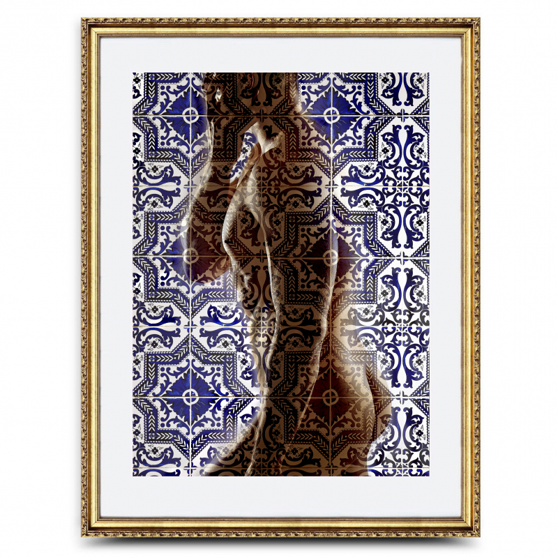 Männer mit Fassade Nr.6 | 2022 | Ralf Wehrle und Uwe Frank Fotografik | ca. DinA 3 | gerahmt DinA2  mit goldfarbenen Holzrahmen und weissem Passepartout limitiert Auflage 12, signiert