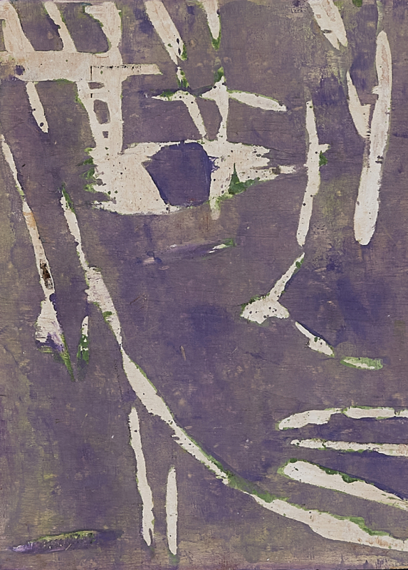 "Face" 2025 | painted woodcut | Rolant de Beer ca.35x25cm | in Holz eingearbeitete Gesichter Holztafeln und Farbe