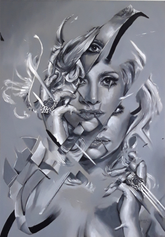 "Lady Gaga"  | ca.88x130cm | Sven Ballenthin Öl auf Aludibond