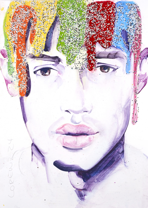 Nr.419_A5 | 2024 | Frank Lorenz | Original ca. 15x20 | gerahmt 24x30cm  mit weissem oder schwarzem Holzrahmen und weissem Passepartout Acryl | Mischtechnik  auf Papier