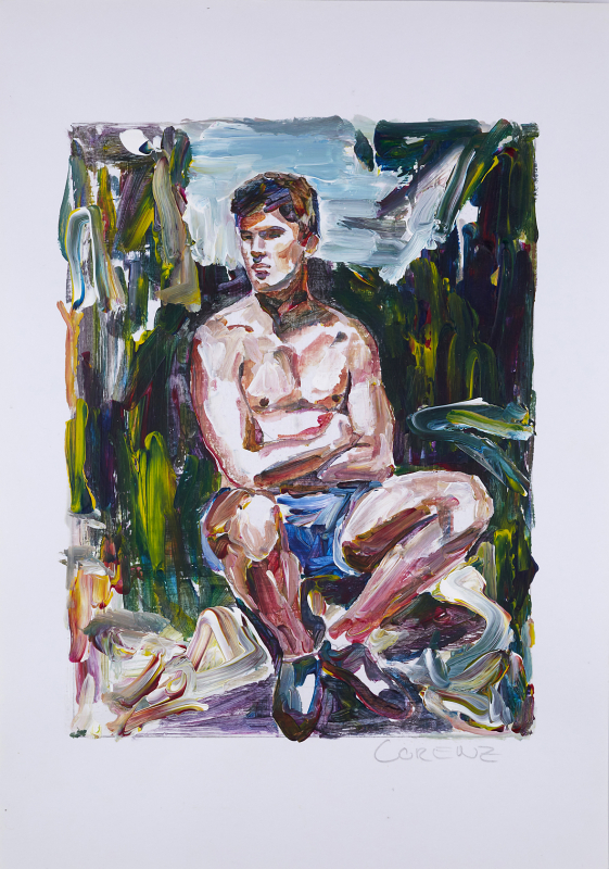 Nr.443_A4 | 2024 | Frank Lorenz | Original ca. 20x29 | gerahmt 50x40cm mit weissem oder schwarzem Holzrahmen und weissem Passepartout Acryl | Mischtechnik auf Papier