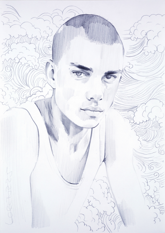 Nr.477_A4 | 2025 | Frank Lorenz | Original ca. 20x29 | gerahmt 50x40cm mit weissem oder schwarzem Holzrahmen und weissem Passepartout Bleistift | Mischtechnik auf Papier