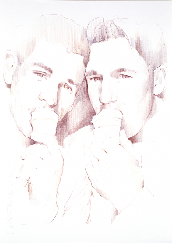 Nr.479_A4 | 2025 | Frank Lorenz | Original ca. 20x29 | gerahmt 50x40cm mit weissem oder schwarzem Holzrahmen und weissem Passepartout Buntstift | Mischtechnik auf Papier