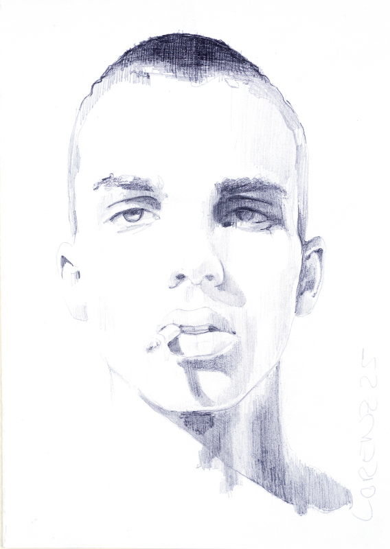 Nr.483_A5 | 2025 | Frank Lorenz | Original ca. 15x20 | gerahmt 24x30cm  mit weissem oder schwarzem Holzrahmen und weissem Passepartout Bleistift | Mischtechnik  auf Papier