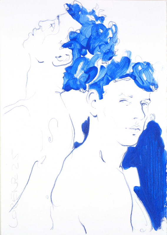 Nr.492_A5 | 2025 | Frank Lorenz | Original ca. 15x20 | gerahmt 24x30cm  mit weissem oder schwarzem Holzrahmen und weissem Passepartout Acryl | Mischtechnik  auf Papier