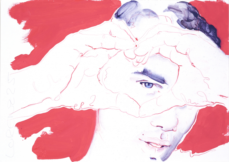 Nr.493_A5 | 2025 | Frank Lorenz | Original ca. 15x20 | gerahmt 24x30cm  mit weissem oder schwarzem Holzrahmen und weissem Passepartout Acryl | Mischtechnik  auf Papier