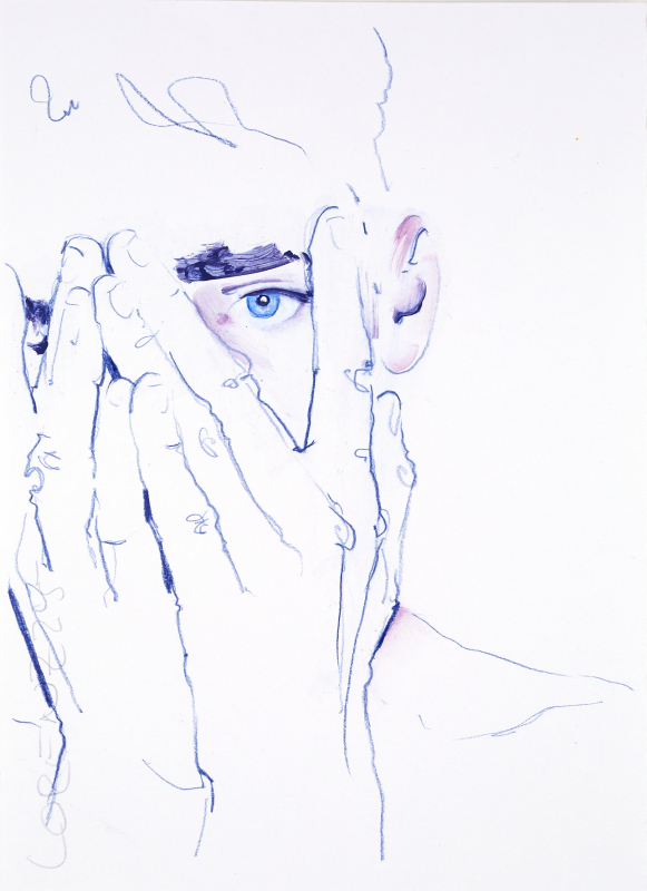 Nr.494_A5 | 2025 | Frank Lorenz | Original ca. 15x20 | gerahmt 24x30cm  mit weissem oder schwarzem Holzrahmen und weissem Passepartout Acryl | Mischtechnik auf Papier