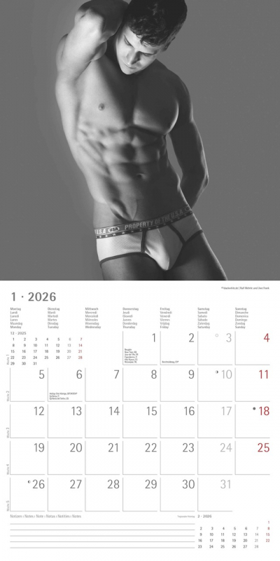 Masculine 2026 | Ralf Wehrle und Uwe Frank | 30 x 30 cm | aufgeklappt 30 x 60 cm Fotografen: Ralf Wehrle und Uwe Frank Black & White Fotodesign Alpha Edition