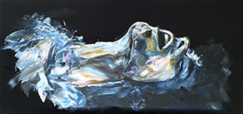"Floating man" 35x75cm | Ralph Schulz Acryl auf Glas